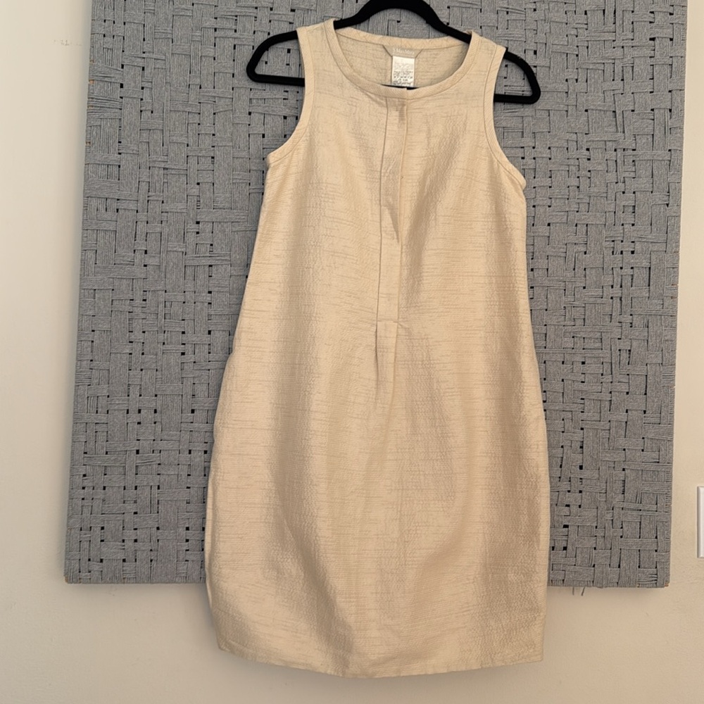 S Max Mara Tan cotton Bambu silk Sheath Dress with Pockets Minimalist Breathable